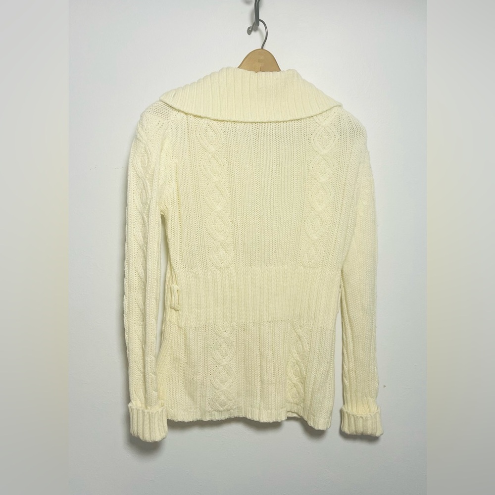 Vintage Cream Cable Knit Button Up Sweater Coastal Wear Size L - Picture 3 of 6